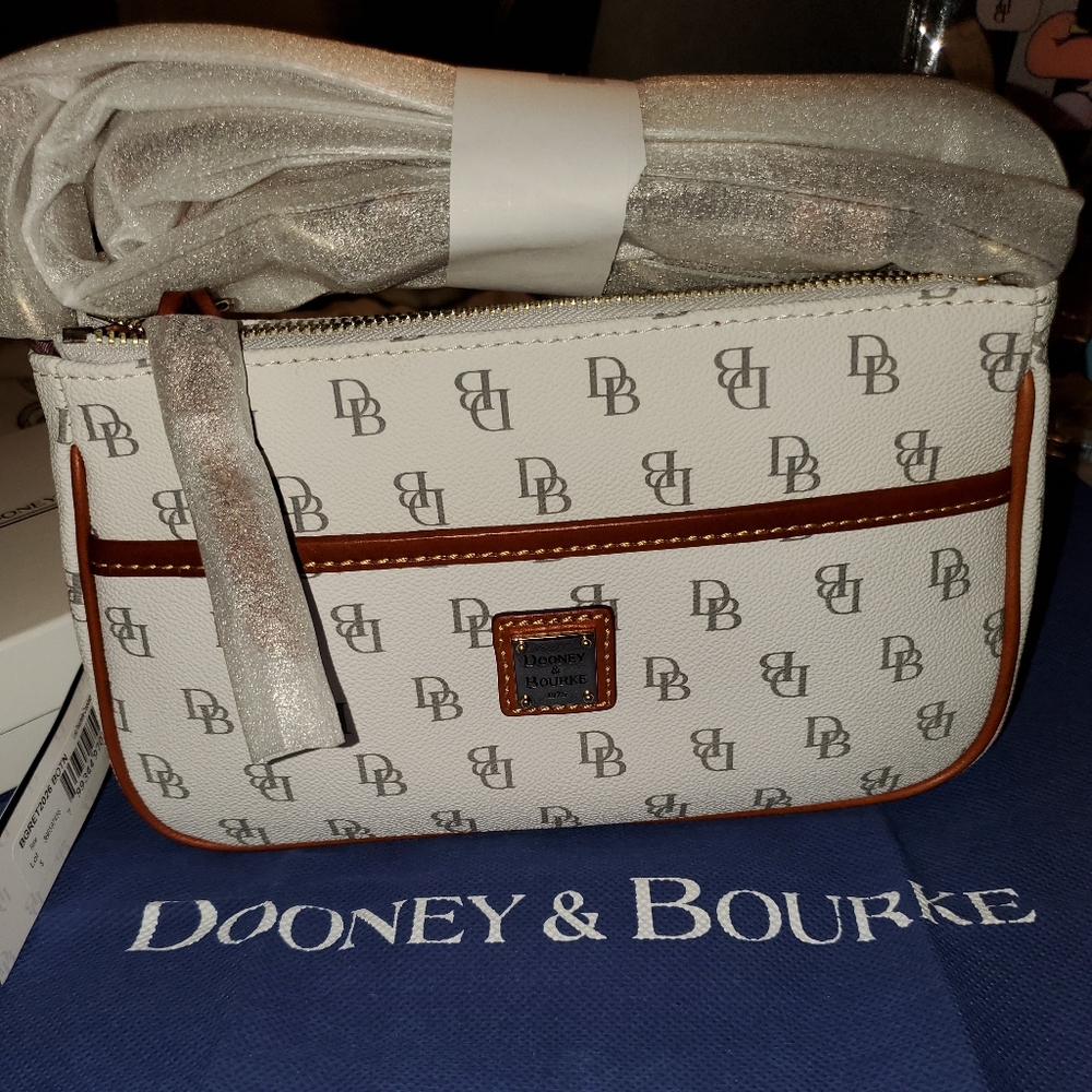 Dooney and Burke Lola pouchette crossbody White Monogram
